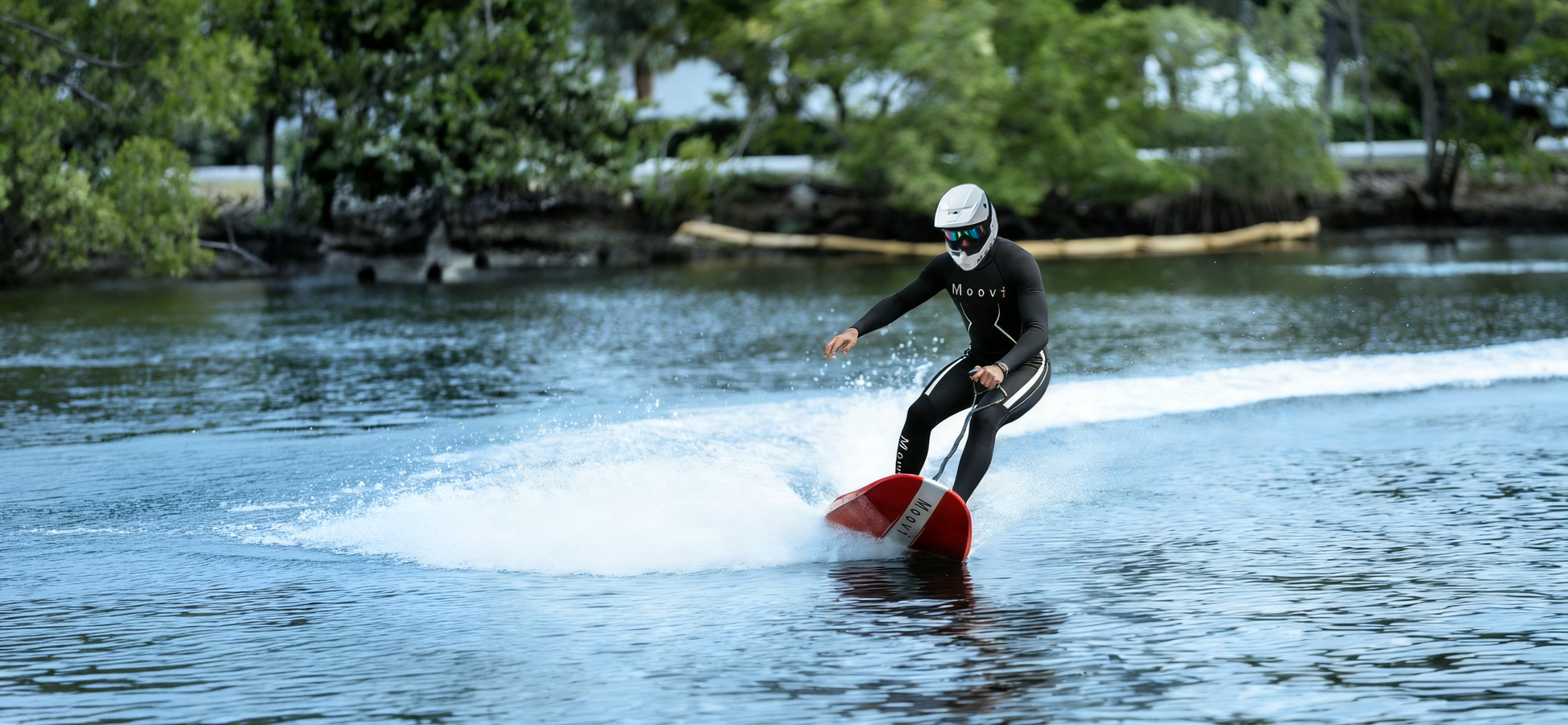 Moovi F3 Fighter electric surfboard on the water